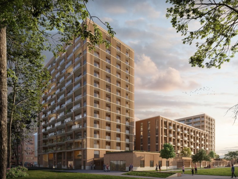 Impressie buitenkant wooncomplex MiX